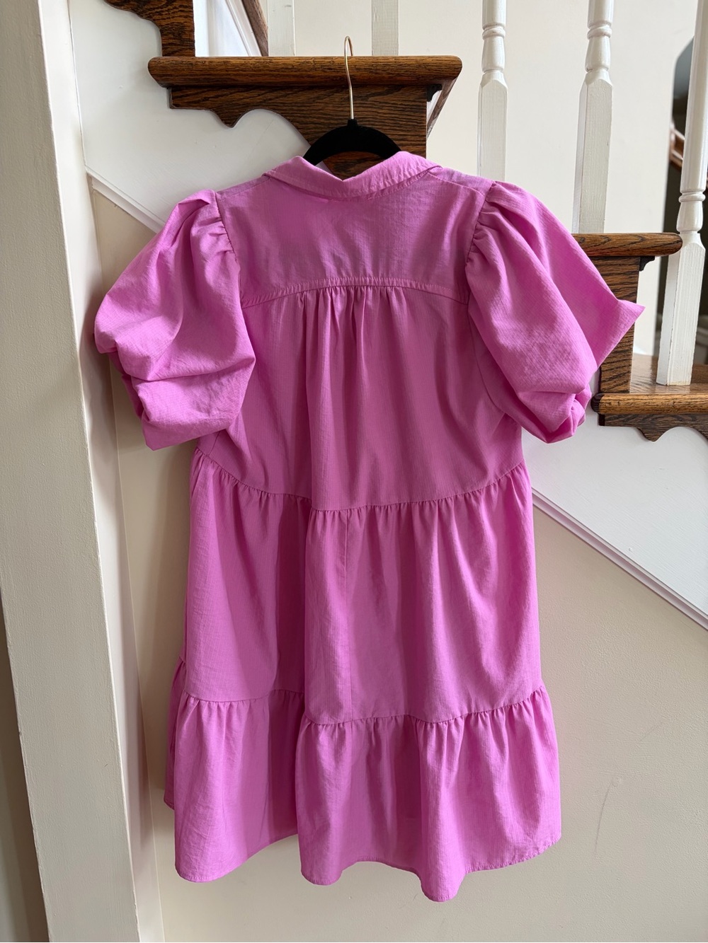Pink/Purple Tiered Babydoll Dress with Puff Sleeves - Picture 4 of 4